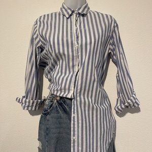 Zara Trafuluc Collection Blue and White Stripes Long Sleeves Button Down Shirts